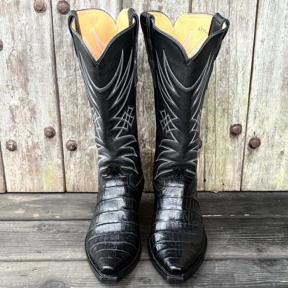 Caboots Handmade In El Paso Texas Exotic Barcelona Smooth Caiman Cowboy Boots - Picture 5 of 9